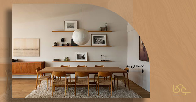 فاصله دیوار با میز ناهار خوری