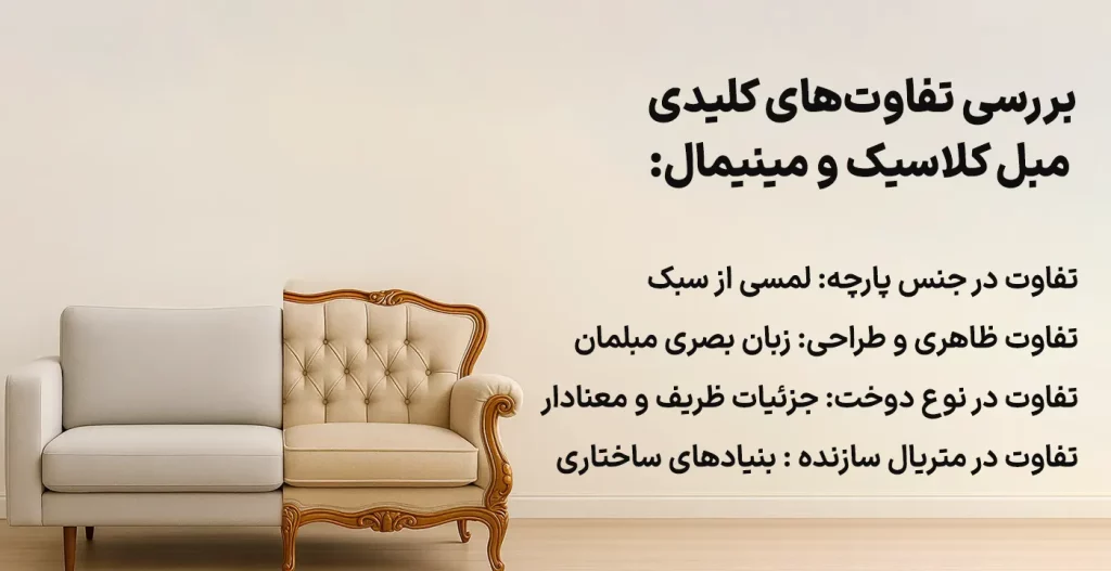بررسی تفاوت‌های کلیدی مبل کلاسیک و مینیمال