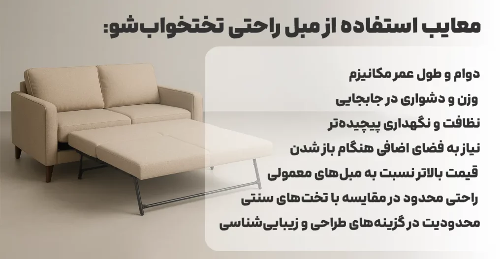 معایب استفاده از مبل راحتی تختخواب شو