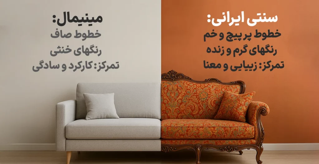 تفاوت مبل مینیمال و مبل سنتی ایرانی
