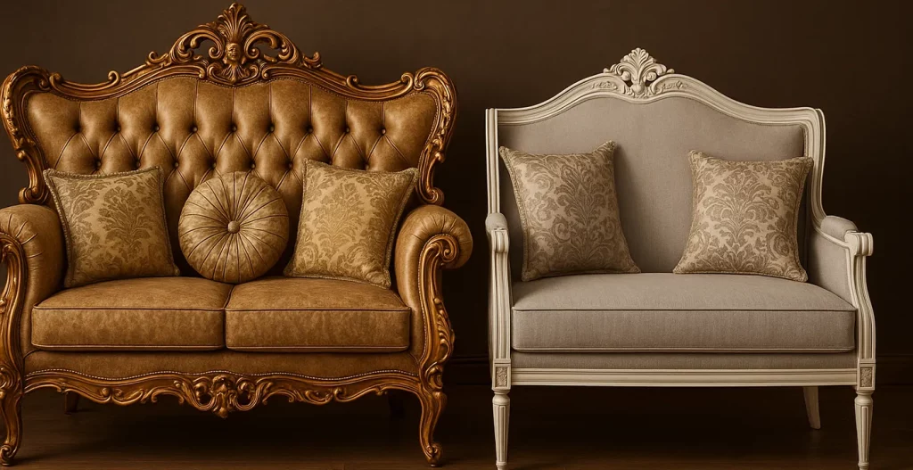 حجم چوب مشترک سنگینی و استحکام کلاف مبل سلطنتی