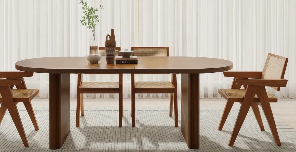 میز ناهار خوری 4 نفره بیضی و قطره‌ای