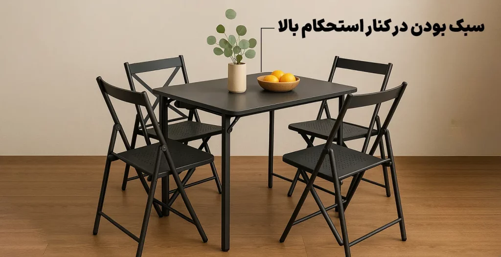 میز ناهارخوری با جنس فلز 4نفره کم جا