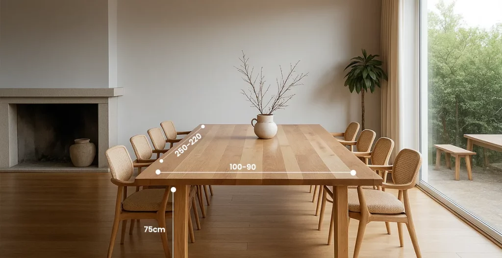 ابعاد میز ناهار خوری مستطیل