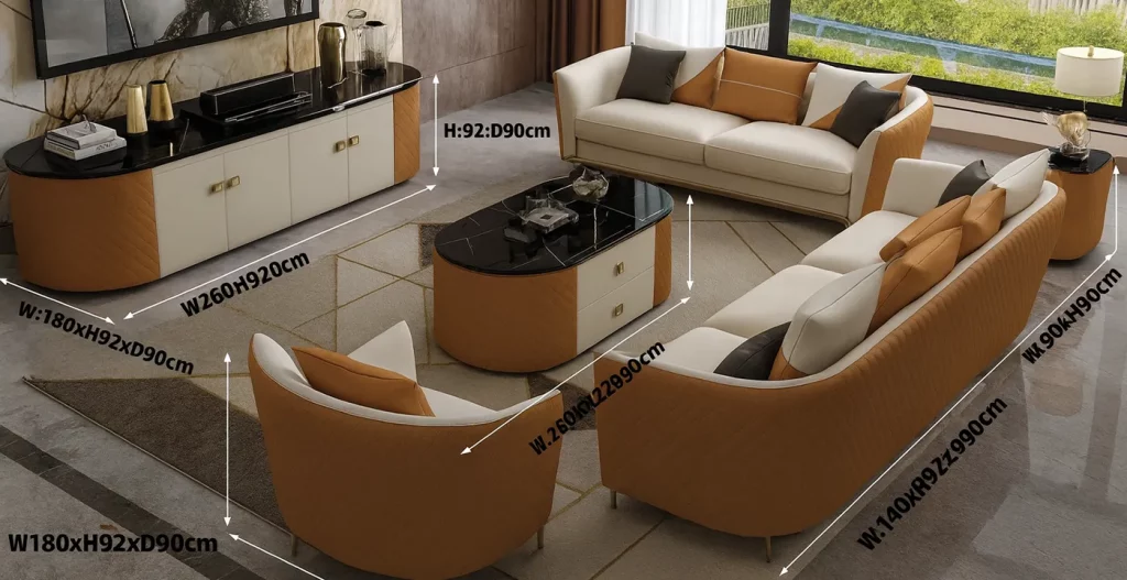 ابعادشناسی تخصصی مبل راحتی 8 نفره