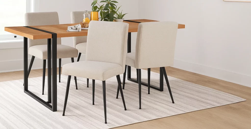 اصول هماهنگی سبک و بافت قانون تکرار متریال میز ناهار خوری