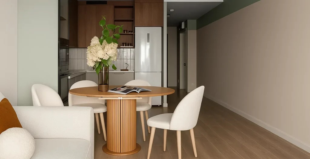 انعطاف‌پذیری هوشمندانه در فضاهای چند منظوره و کوچک با میز ناهار خوری 4 نفره