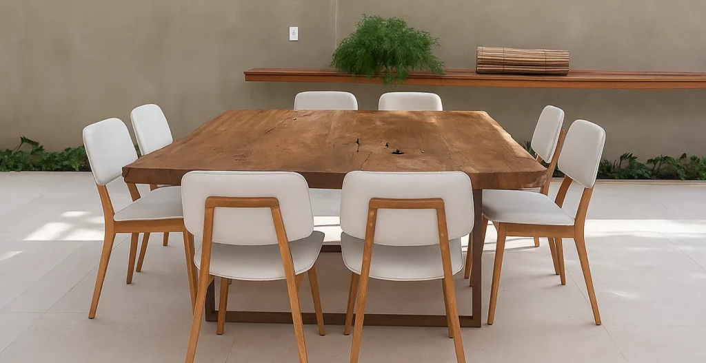 حداقل فضای لازم برای چیدمان میز ناهار خوری ۸ نفره