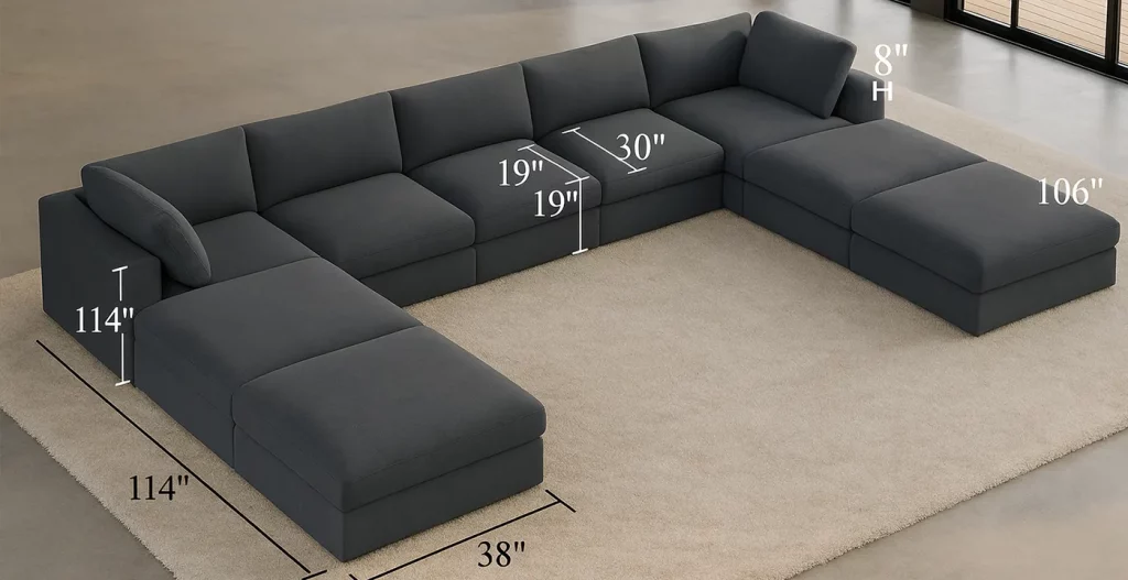 صرفه‌جویی در هزینه و بهینه‌سازی فضا (تراکم نشیمن) با مبل راحتی 8 نفره