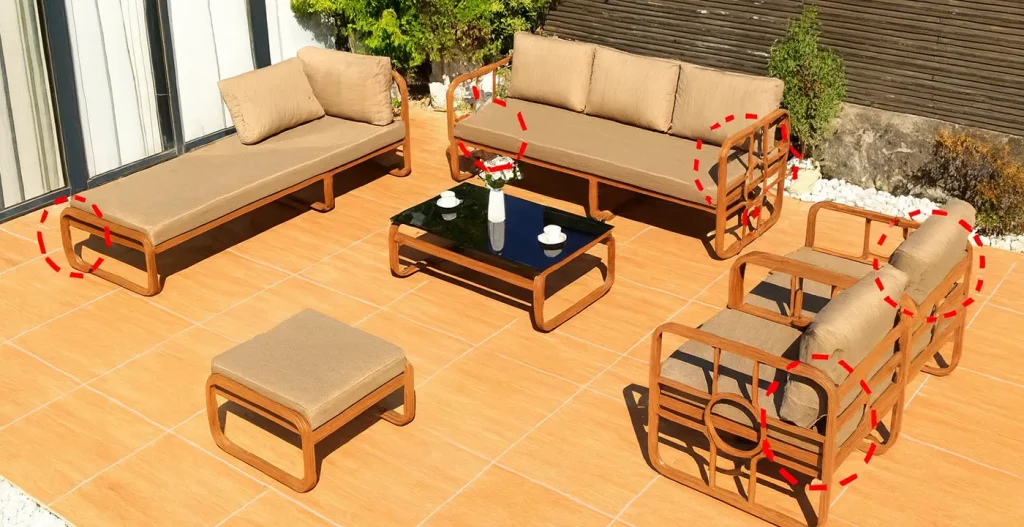 فریم و اتصالات شالوده مقاومت و دوام بلندمدت مبل راحتی 8 نفره