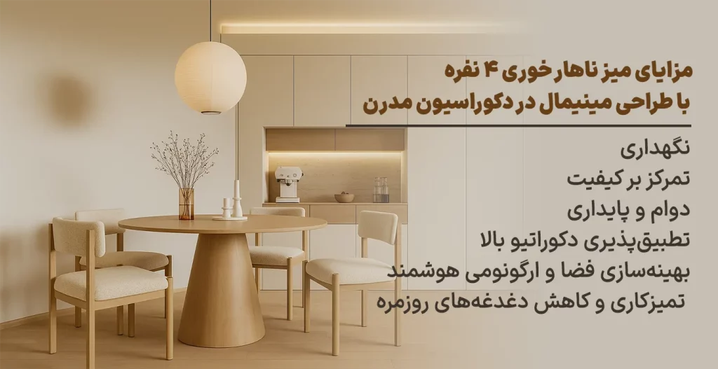 مزایای میز ناهار خوری ۴ نفره با طراحی مینیمالیستی در دکوراسیون مدرن