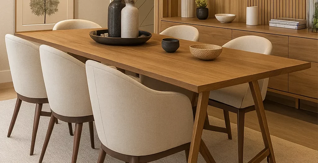 ملاحظات طراحی داخلی و روانشناسی محیط میز ناهار خوری 6 نفره