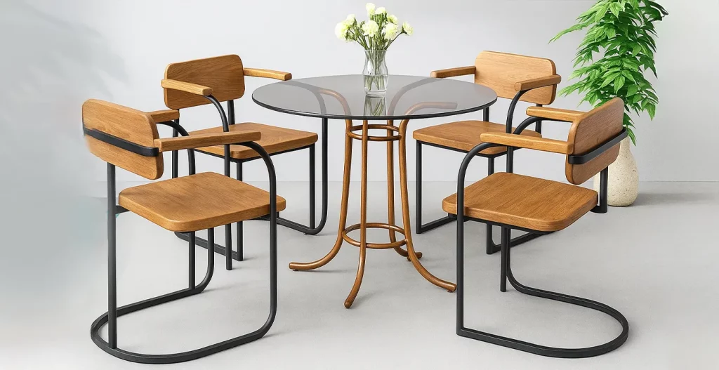 میز ناهار خوری 4 نفره با پایه های متفاوت