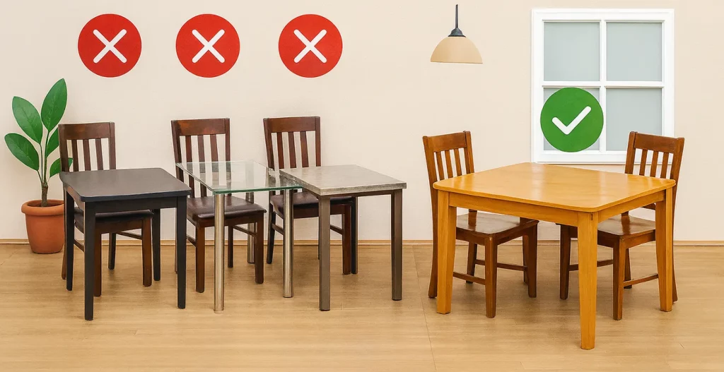 میز چوبی برای میز ناهار خوری 4 نفره