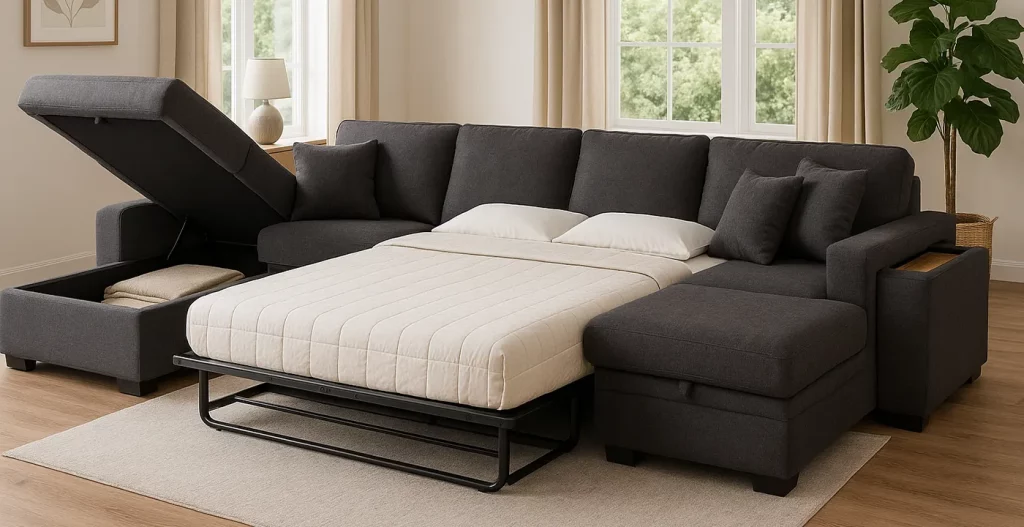 ویژگی‌های مخفی و جادار مرکز خدماتی نشیمن با مبل راحتی 8 نفره