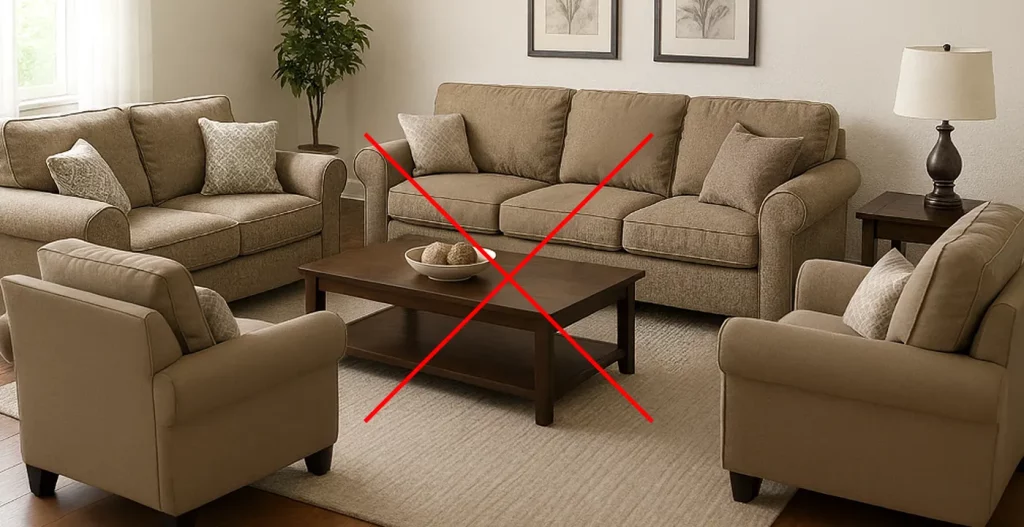 چیدمان نامتقارن مبل راحتی 8 نفره