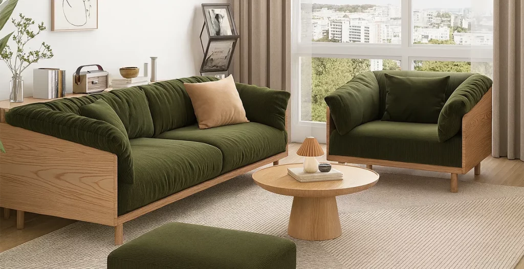 ترکیب طبیعی سبز و رنگ چوب (قهوه‌ای)