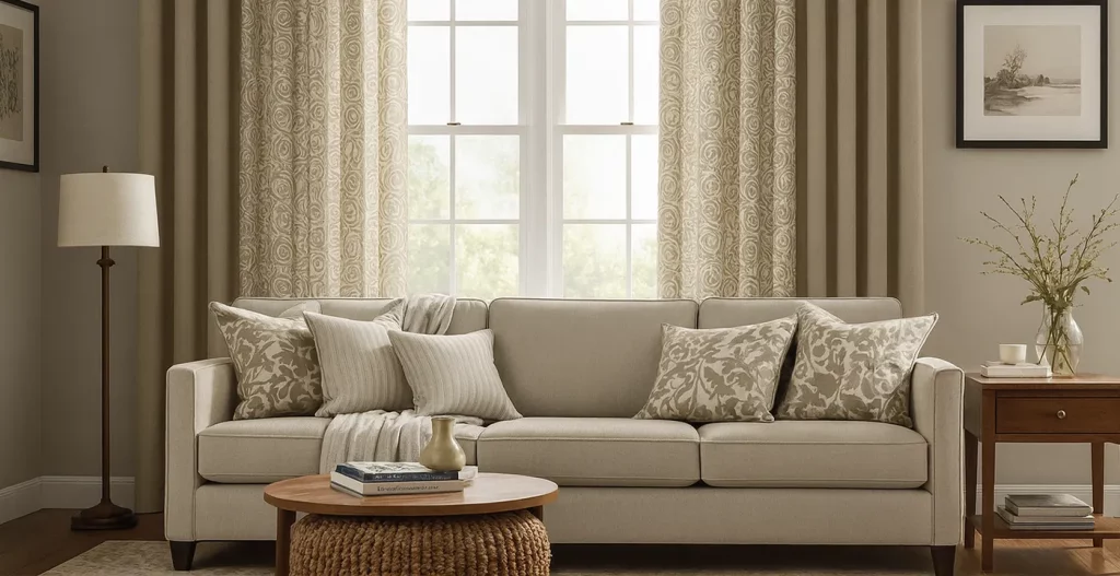 ست کردن با پرده‌ های طرح‌ دار و گل‌ دار