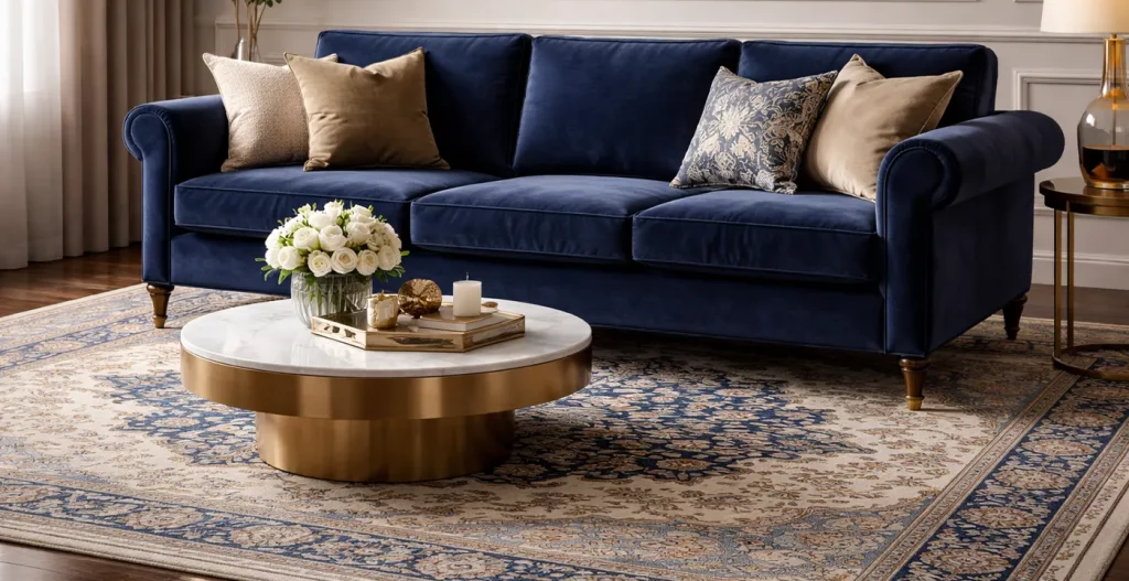 مبل سرمه‌ای کتان نخی