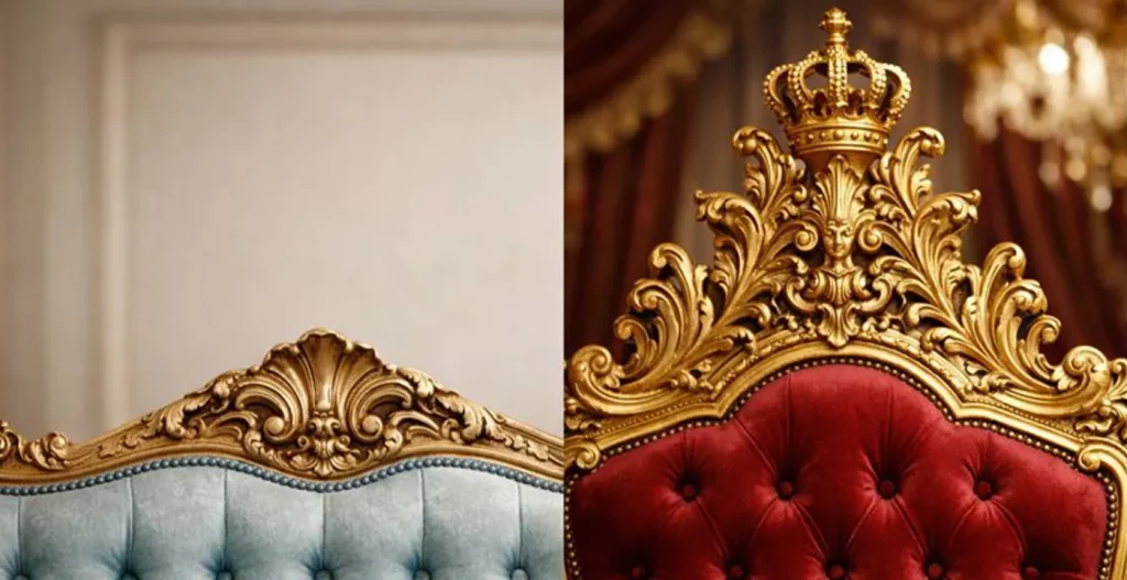 مقایسه تاج در مبل سلطنتی و مبل فرانسوی