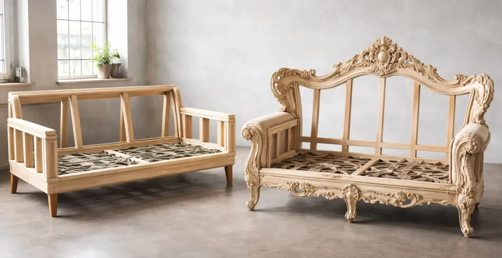 تفاوت ساختاری در انواع کلاف مبل استیل و راحتی