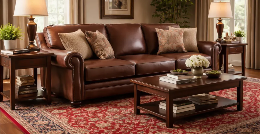 ست کردن مبل قهوه‌ ای با فرش