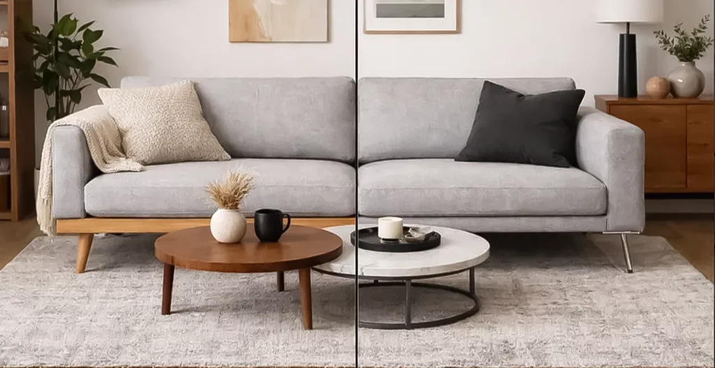 مبل با پایه چوبی یا با پایه فلزی