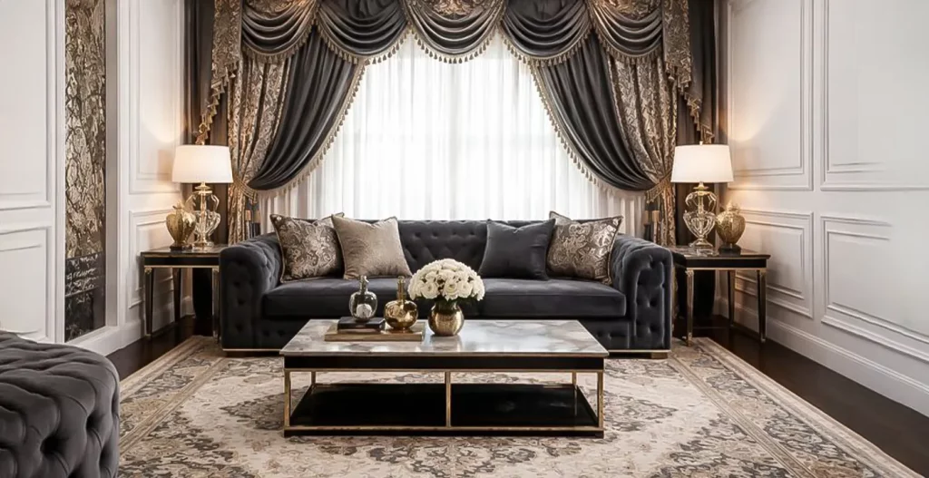 هارمونی مبل با فرش و پرده؛ مثلث طلایی چیدمان