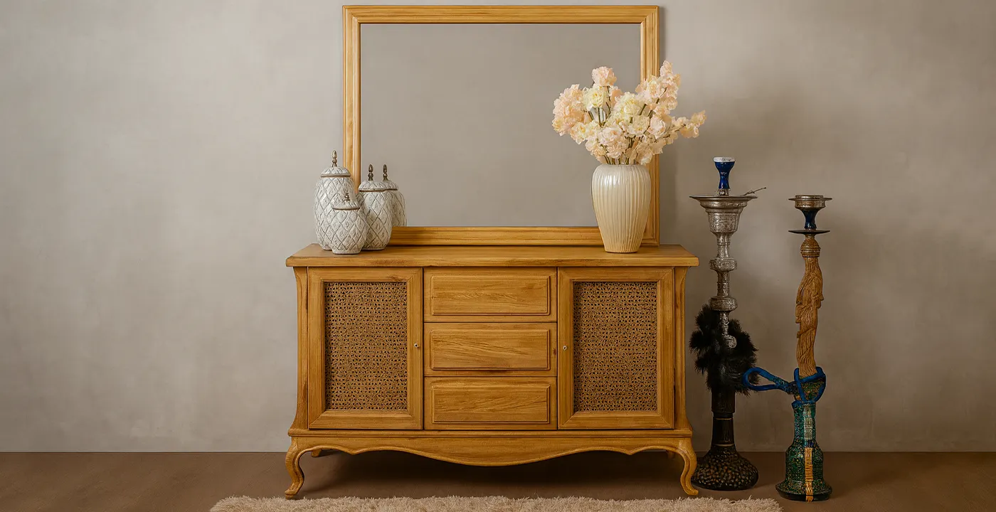 آینه کنسول حصیر