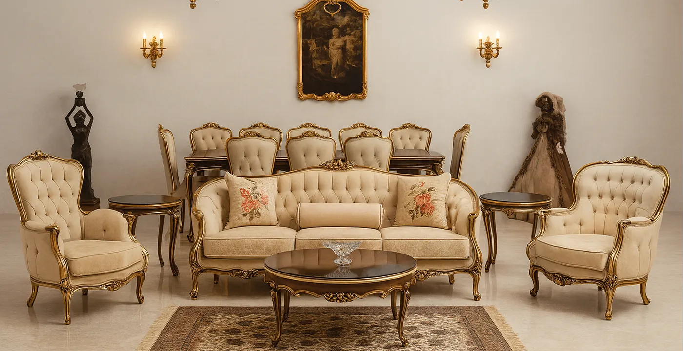 مبل کلاسیک 9 نفره مدل زمرد