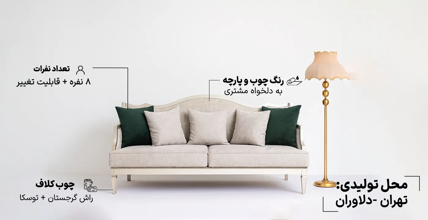 مبل کلاسیک آلفردو مدل گالاتان 8 نفره