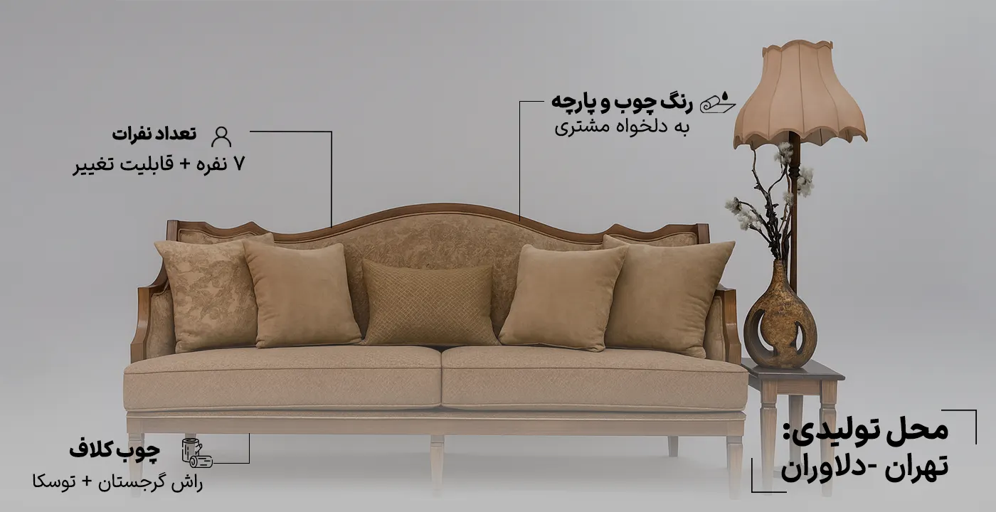 مبل کلاسیک آلفردو مدل گلوریا 7 نفره -1