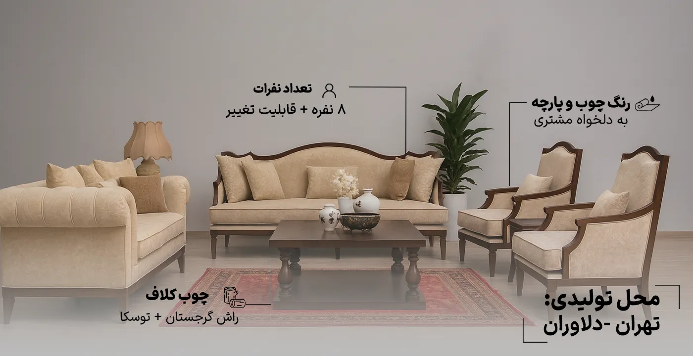 مبل کلاسیک آلفردو مدل هیلدا 8 نفره 2