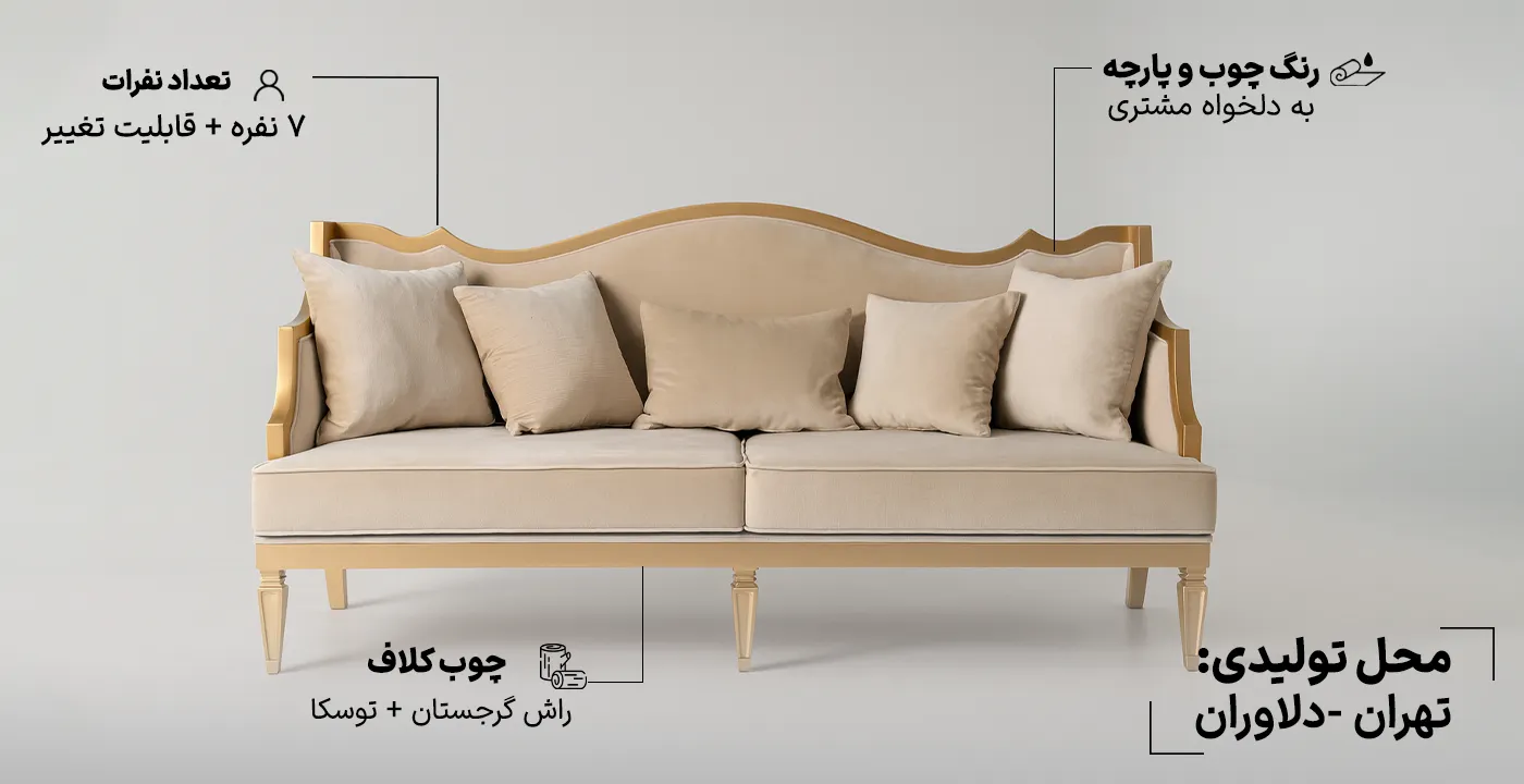 مبل کلاسیک آلفردو مدل یلدا 7 نفره