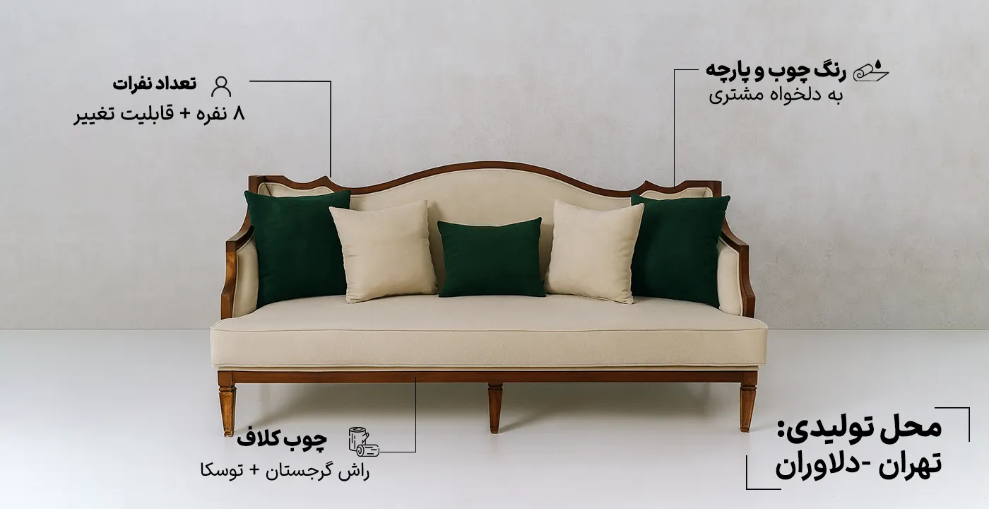 مبل کلاسیک آلفردو مدل ژوبین8 نفره 8