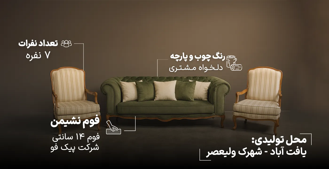 مبل کلاسیک چستر فرانسوی آبشاری 7.1