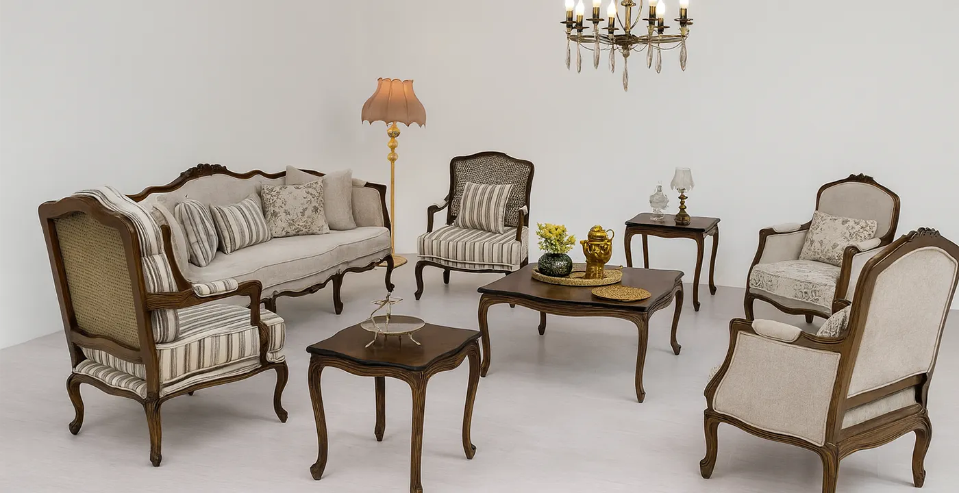 مبل کلاسیک فرانسوی سه گل منبت