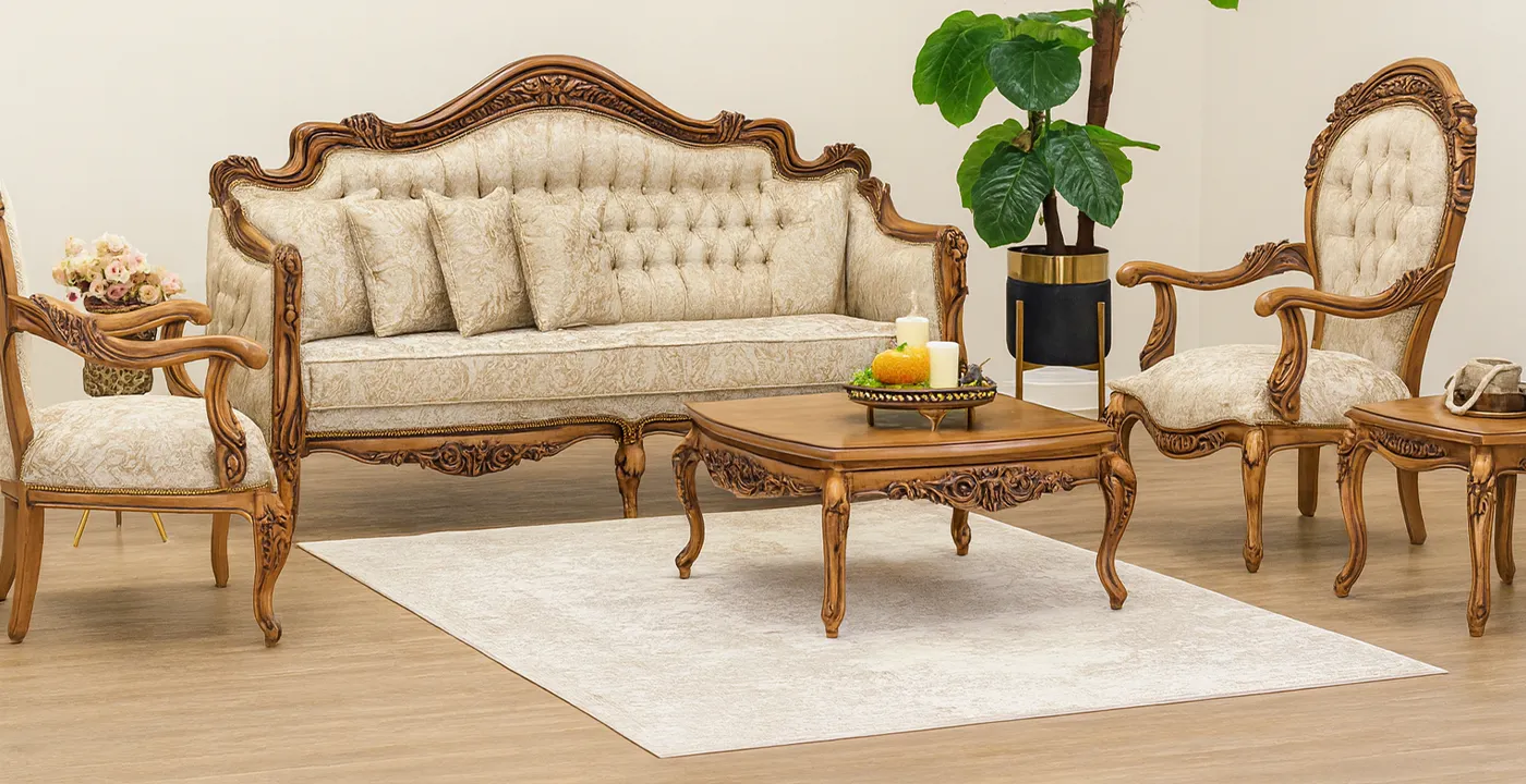 مبل کلاسیک مدل گاندو حصیری 7 نفره