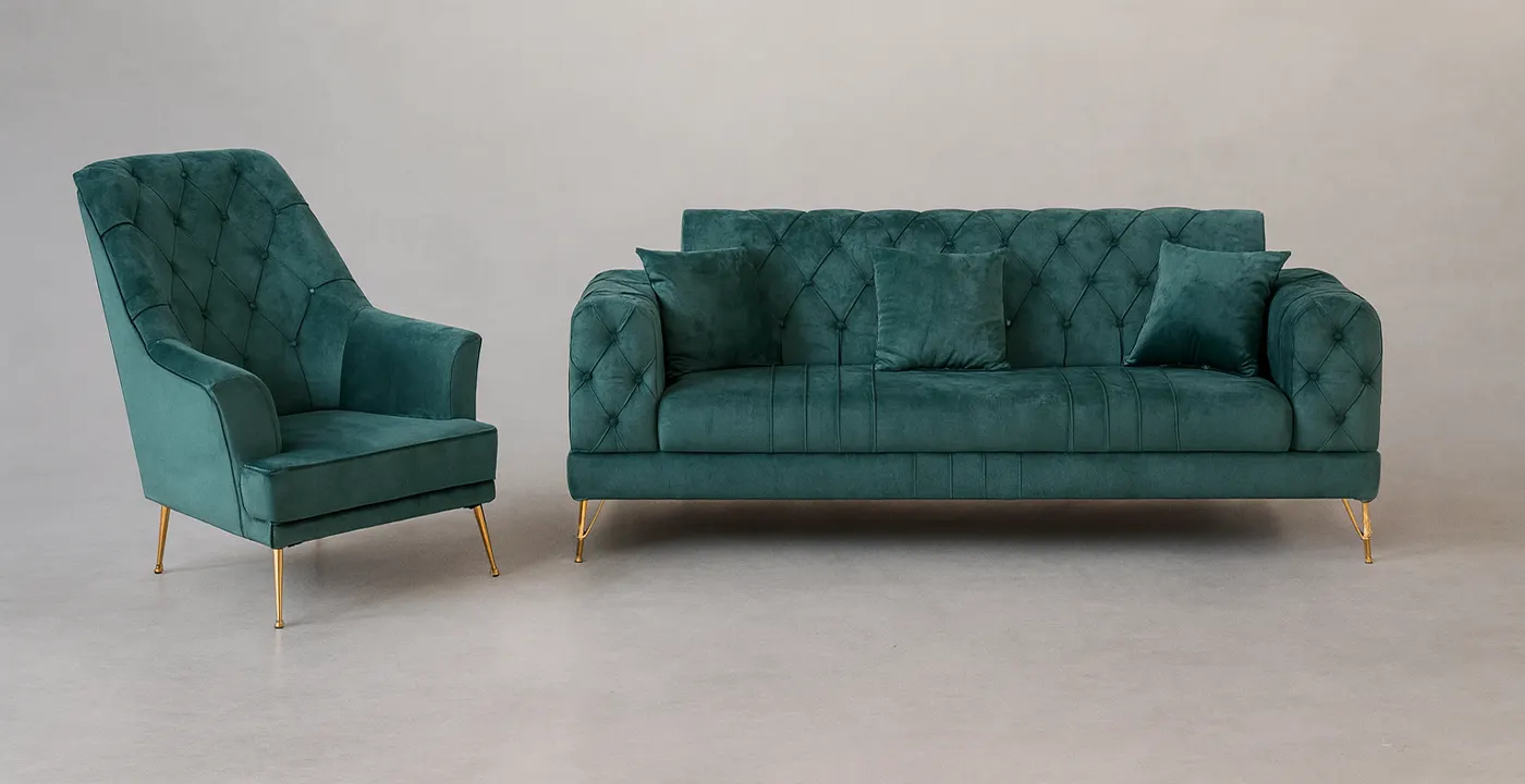 مبل راحتی چستر یونانی 7 نفره پایه فلزی