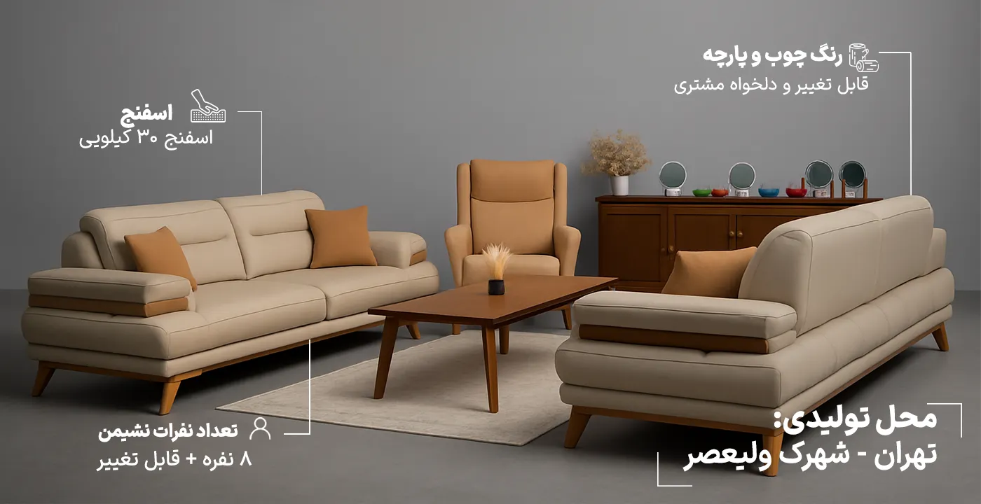 مبل راحتی فلورانس 8 نفره