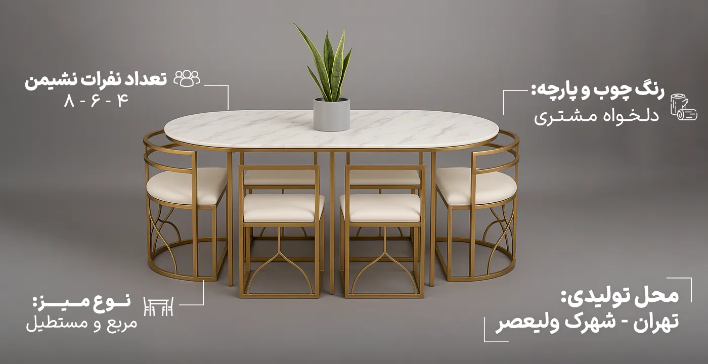 میز ناهارخوری کمجا فلزی1
