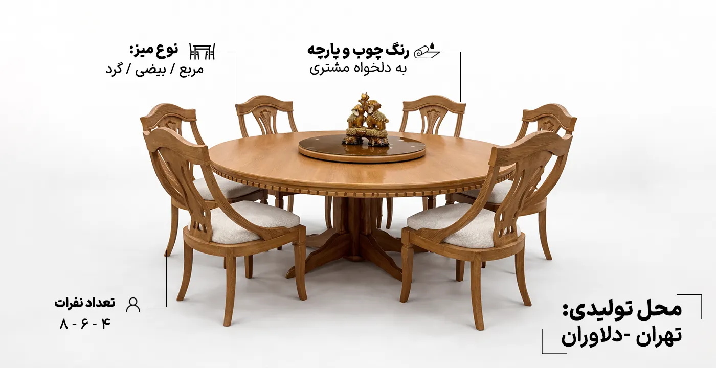 میز ناهارخوری مدل چپندر 8 نفره