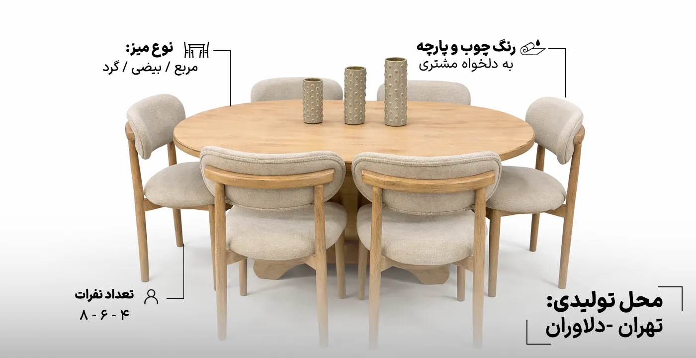 میز ناهارخوری مدل نوبل 8 نفره